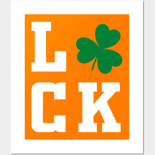 Luck Shamrock white saint patricks day typography Posters and Art